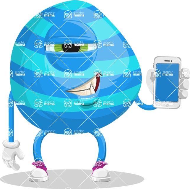 One Eyed Monster Cartoon Character - One Eyed Monster Cartoon Character with Phone